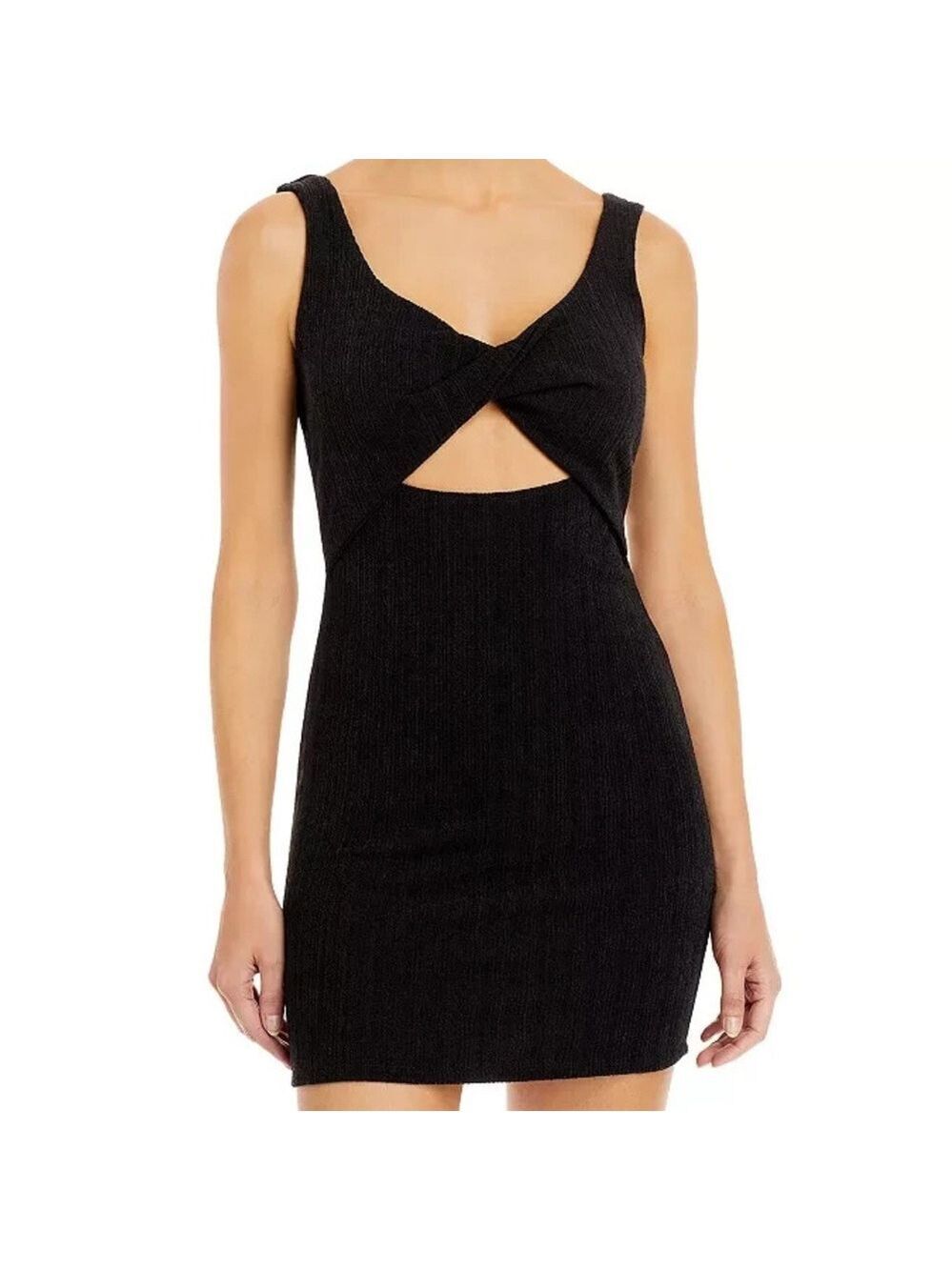 Vintage Havana Black Knit ribbed cut out twist Sweater dress size small